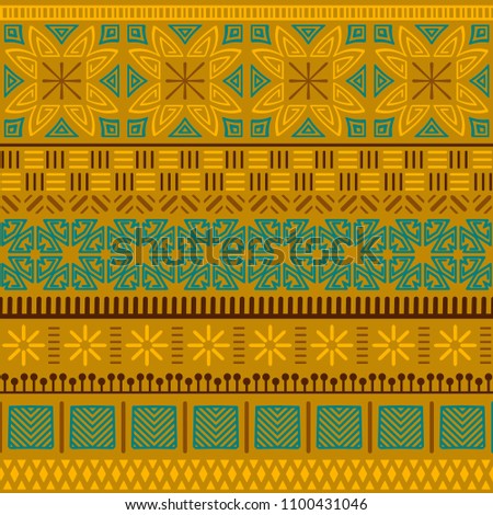 Tribal ethnic seamless pattern. Abstract geometric ornament with African motifs. Vector illustration. Perfect for textile print, wallpaper, cloth design, tissue, wrapping paper and fabric design.
