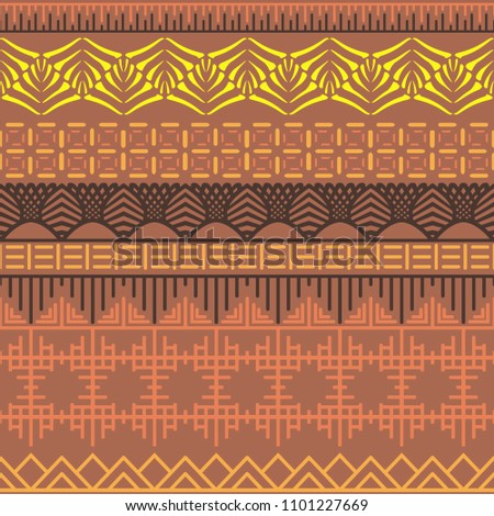 Tribal ethnic seamless pattern. Abstract geometric ornament with African motifs. Vector illustration. Perfect for textile print, wallpaper, cloth design, tissue, wrapping paper and fabric design.