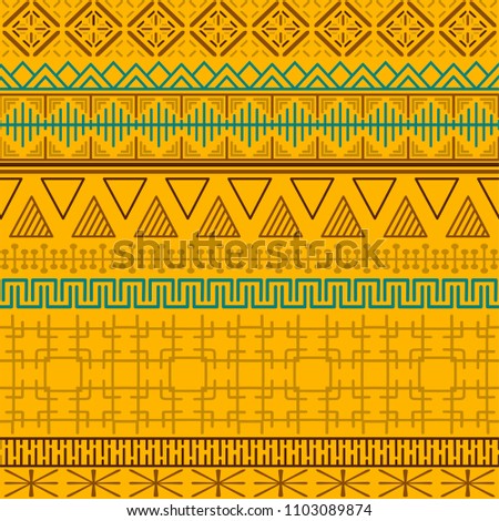 Tribal ethnic seamless pattern. Abstract geometric ornament with African motifs. Vector illustration. Perfect for textile print, wallpaper, cloth design, tissue, wrapping paper and fabric design.