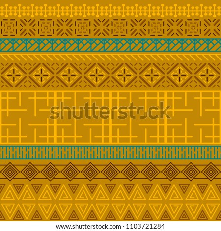 Tribal ethnic seamless pattern. Abstract geometric ornament with African motifs. Vector illustration. Perfect for textile print, wallpaper, cloth design, tissue, wrapping paper and fabric design.
