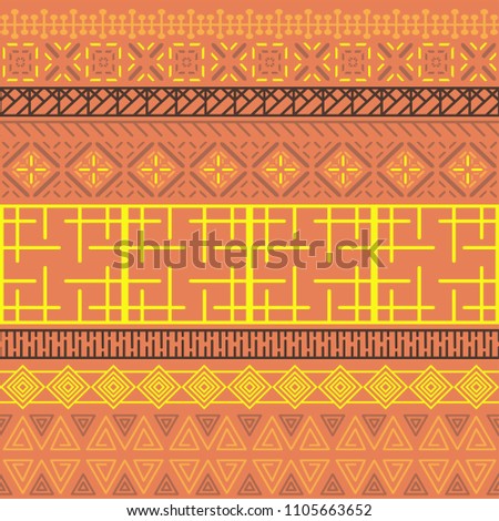 Tribal ethnic seamless pattern. Abstract geometric ornament with African motifs. Vector illustration. Perfect for textile print, wallpaper, cloth design, tissue, wrapping paper and fabric design.