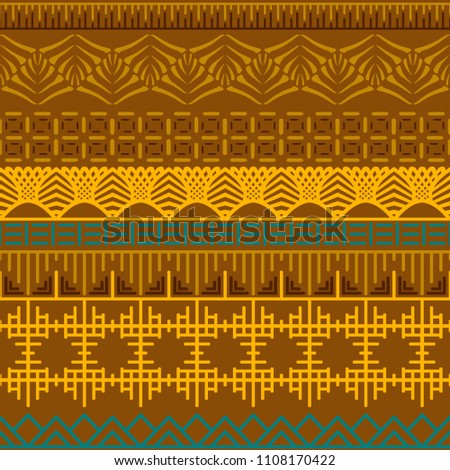 Tribal ethnic seamless pattern. Abstract geometric ornament with African motifs. Vector illustration. Perfect for textile print, wallpaper, cloth design, tissue, wrapping paper and fabric design.