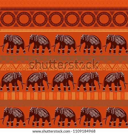 Tribal ethnic seamless pattern. Abstract geometric ornament with African motifs. Vector illustration. Perfect for textile print, wallpaper, cloth design, tissue, wrapping paper and fabric design.