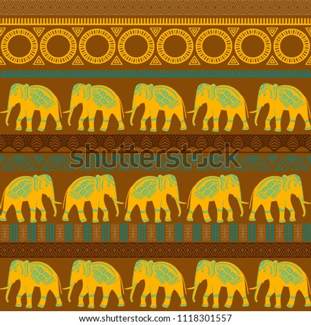 Tribal ethnic seamless pattern. Abstract geometric ornament with African motifs. Vector illustration. Perfect for textile print, wallpaper, cloth design, tissue, wrapping paper and fabric design.