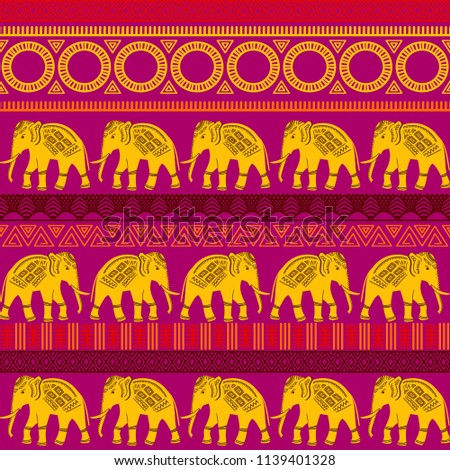 Tribal ethnic seamless pattern. Abstract geometric ornament with African motifs. Vector illustration. Perfect for textile print, wallpaper, cloth design, tissue, wrapping paper and fabric design.