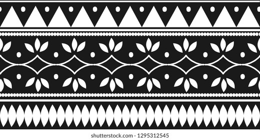 Tribal ethnic seamless pattern with black and white colors. Background traditional symbol drawing for fashion textile print and wrapping.