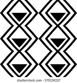 Tribal ethnic seamless pattern in black and white colors. Vector.