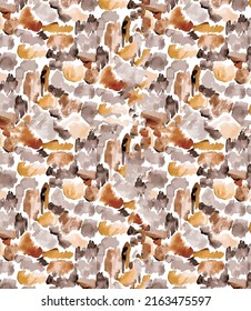Tribal ethnic seamless pattern and brush strokes orange and brown colors