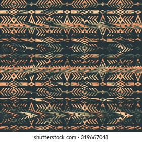 Tribal ethnic seamless pattern with geometric elements. Vector background.