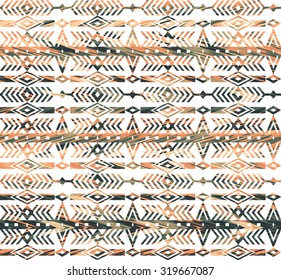Tribal ethnic seamless pattern with geometric elements. Vector background.