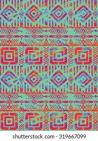 Tribal ethnic seamless pattern with geometric elements. Vector background.