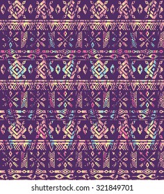 Tribal ethnic seamless pattern with geometric elements. Vector background.