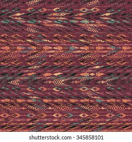 Tribal ethnic seamless pattern with geometric elements. Vector background.