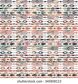 Tribal ethnic seamless pattern with geometric elements. Vector background.