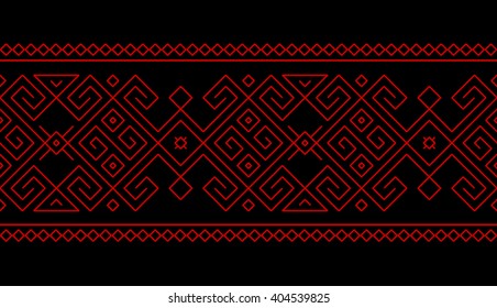 Tribal, ethnic seamless pattern with geometric georgian folk element. Abstract vector kazakh, georgian, uzbek ornament monoline design for border background or wallpaper. Georgian pattern