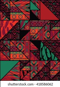 Tribal ethnic seamless pattern with geometric elements. Vector background