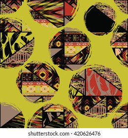Tribal ethnic seamless pattern with geometric elements. Vector background