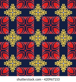 Tribal ethnic seamless pattern with geometric elements. 