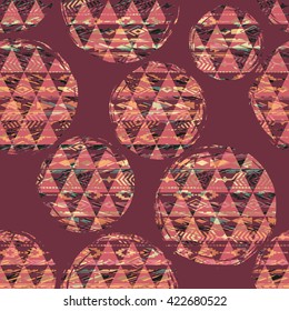 Tribal ethnic seamless pattern with geometric elements. Vector background