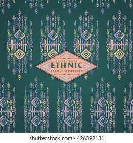 Tribal ethnic seamless pattern with geometric elements. Vector background.
