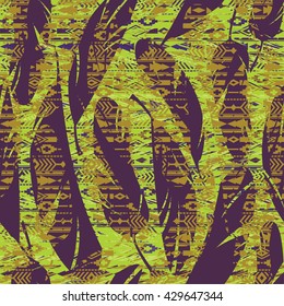 Tribal ethnic seamless pattern with geometric elements. Vector background.