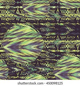 Tribal ethnic seamless pattern with geometric elements. Vector background