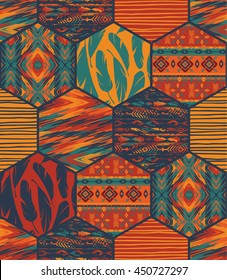 Tribal ethnic seamless pattern with geometric elements. Vector background