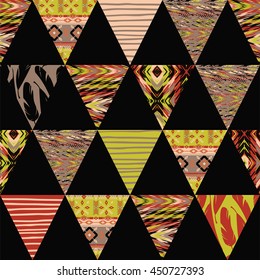 Tribal ethnic seamless pattern with geometric elements. Vector background