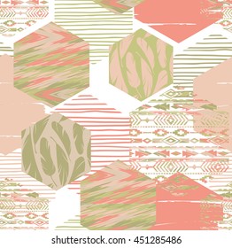 Tribal ethnic seamless pattern with geometric elements. Vector background