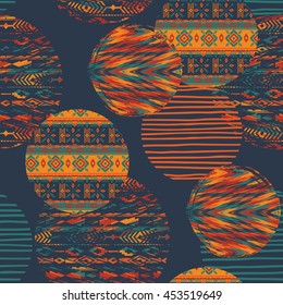 Tribal ethnic seamless pattern with geometric elements. Vector background