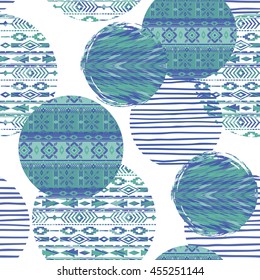 Tribal ethnic seamless pattern with geometric elements. Vector background
