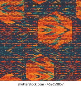 Tribal ethnic seamless pattern with geometric elements. Vector background