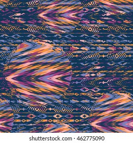 Tribal ethnic seamless pattern with geometric elements. Vector background