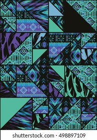 Tribal ethnic seamless pattern with geometric elements. Vector background.