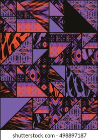 Tribal ethnic seamless pattern with geometric elements. Vector background.