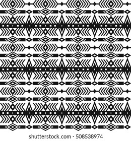 Tribal ethnic seamless pattern with geometric elements. Vector background