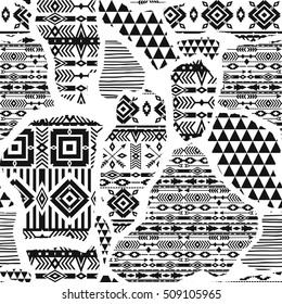 Tribal ethnic seamless pattern with geometric elements. Vector background