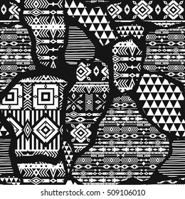 Tribal ethnic seamless pattern with geometric elements. Vector background