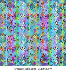 Tribal ethnic seamless pattern, hand drawn vector background.