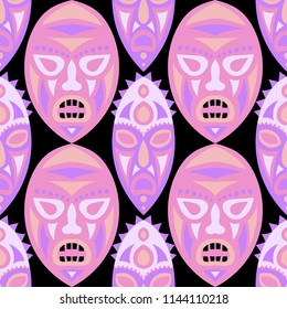 Tribal ethnic seamless pattern with masks.