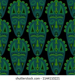 Tribal ethnic seamless pattern with masks.