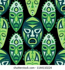 Tribal ethnic seamless pattern with masks.