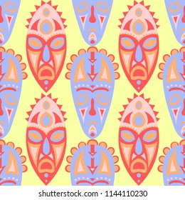 Tribal ethnic seamless pattern with masks.