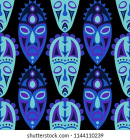 Tribal ethnic seamless pattern with masks.