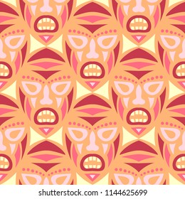 Tribal ethnic seamless pattern with masks.
