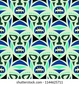 Tribal ethnic seamless pattern with masks.