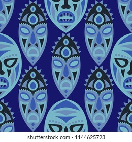 Tribal ethnic seamless pattern with masks.