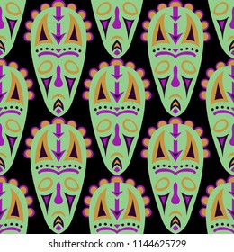 Tribal ethnic seamless pattern with masks.