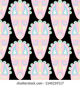 Tribal ethnic seamless pattern with masks.