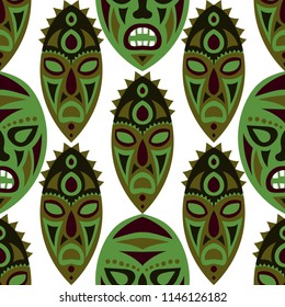 Tribal ethnic seamless pattern with masks.